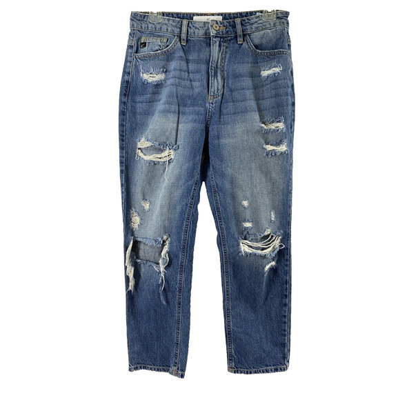 Kancan Jeans Womens Size‎ 26 Destroyed Distress Medium Wash Denim Straight - Picture 1 of 10